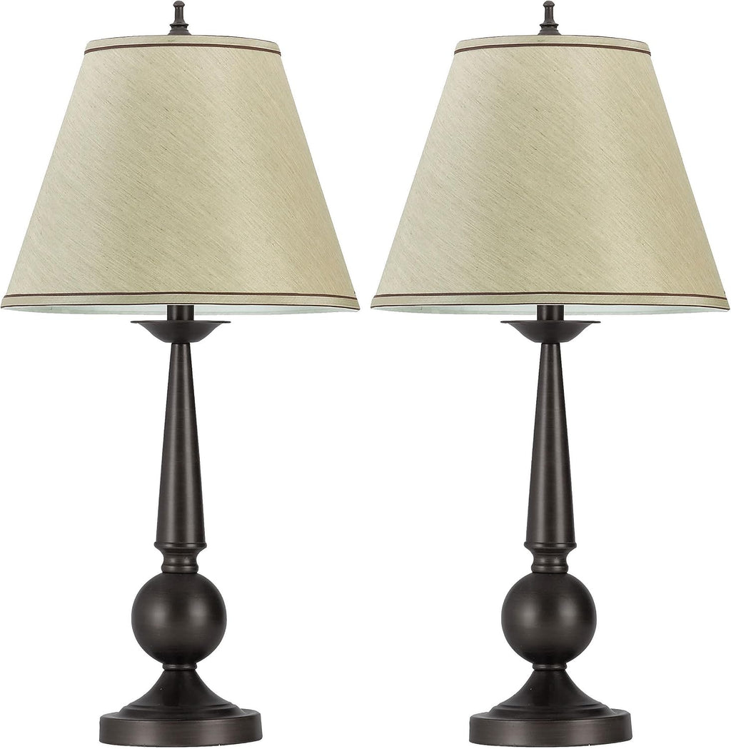 Coaster Home Furnishings - Ochanko - Metal & Fabric - Set of 2 27-Inch Table Lamps with Empire Shade and Column Base - Living Room and Bedroom - Bronze - 901254