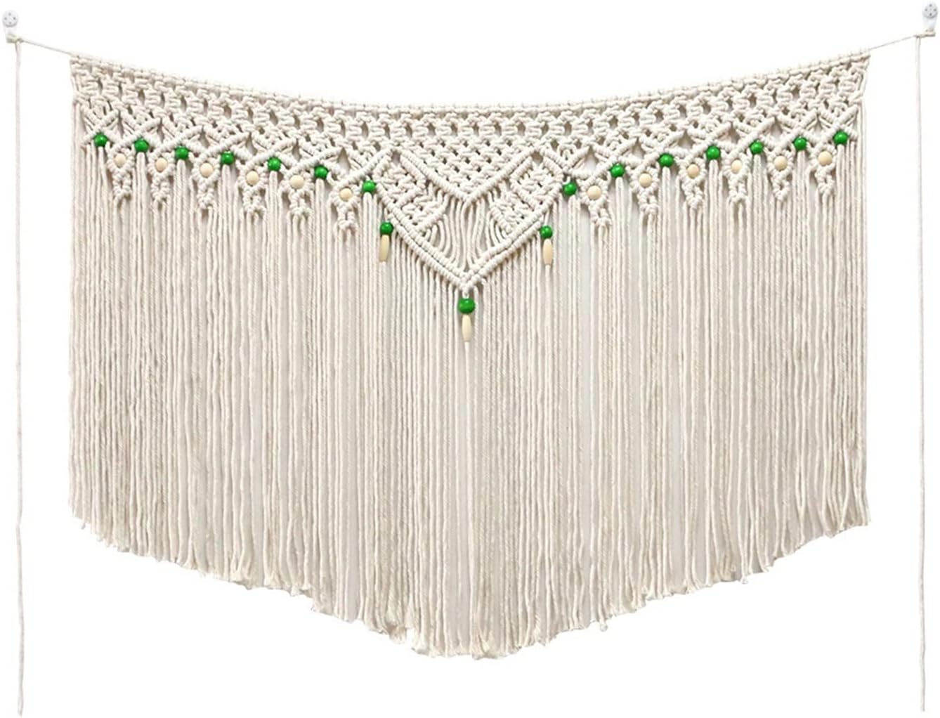 Tapestry Macrame Wall Hanging Tapestry Large Bohemian Wall Decor for Living Room Bedroom Kitchen (Beige 100x65cm)