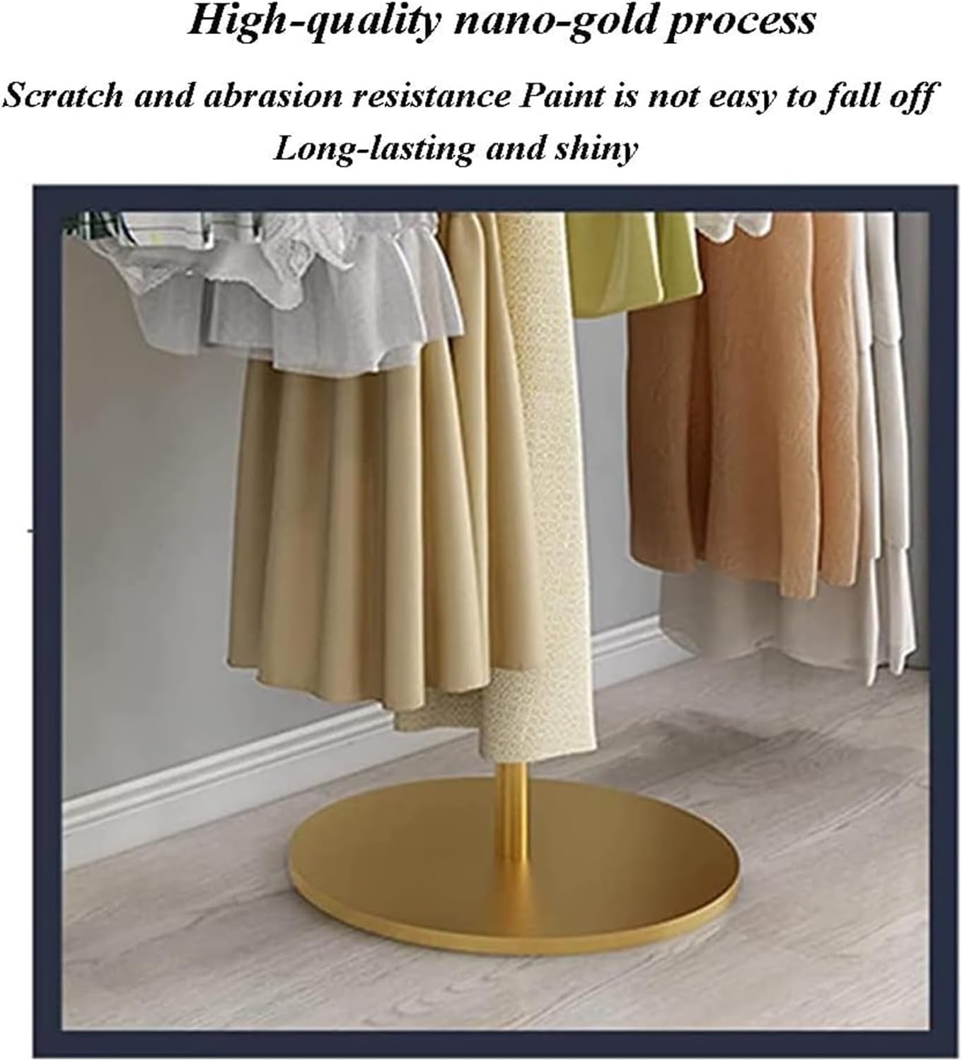 Clothes Rail Garment Rack Metal Clothing Rack with Top Shelf, Garment Rack Boutique Rolling Display Rack Closet Organizer for Hanging Clothes, Gold-B-100x130cm