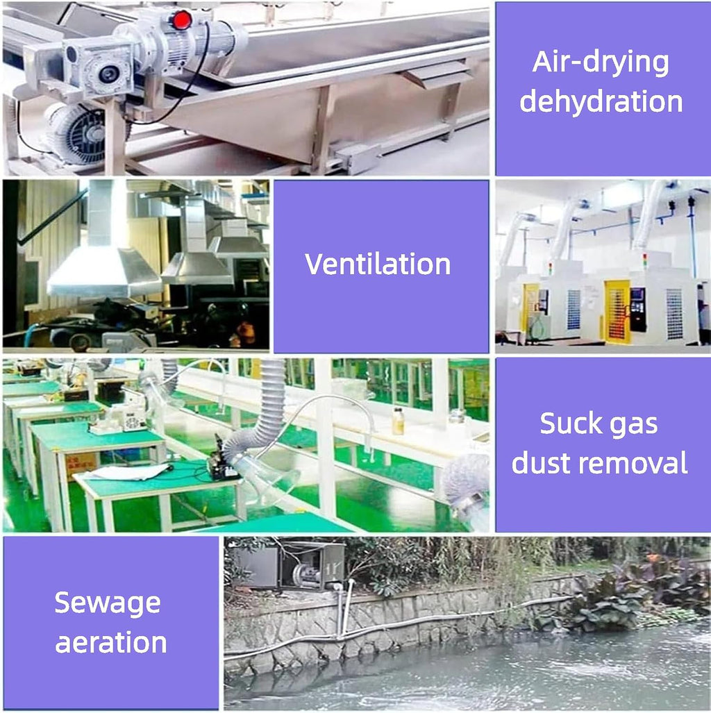 Regenerative Blower Single Phase,120W-1500W Vortex Ring Blower, High-Pressure Industrial Vacuum Pump,110v 60hz High Pressure Strong Centrifugal Fan for Air Blowing Or Suction (370W)