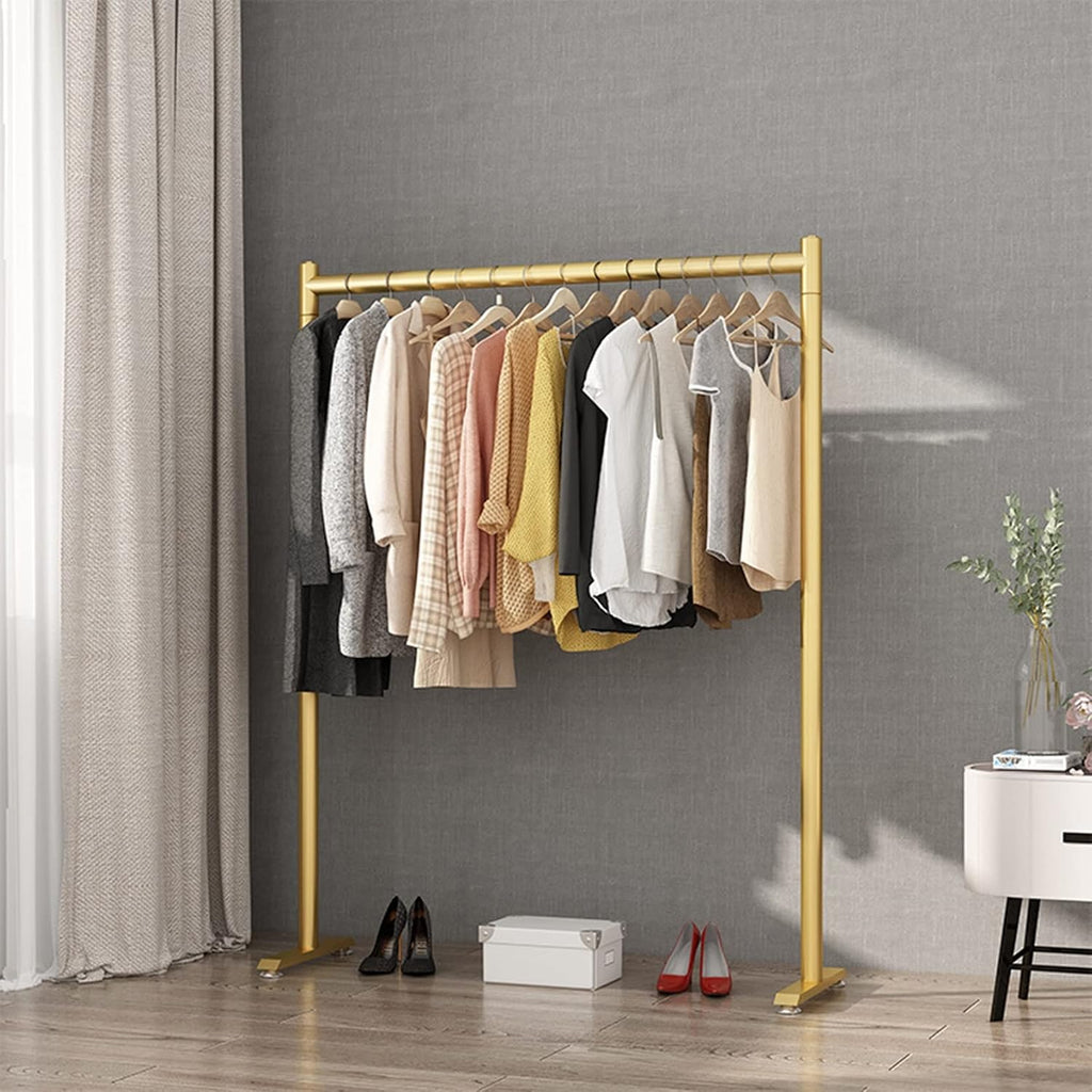 Generic Shoe Bench Coat Stand Rack Hanger Clothing Rack Metal Heavy Duty Garment Rail Standing Garment Rack For Hanging Clothes Retail Display Rack Hanging Clothes Rail For Entryway And Be, Gold