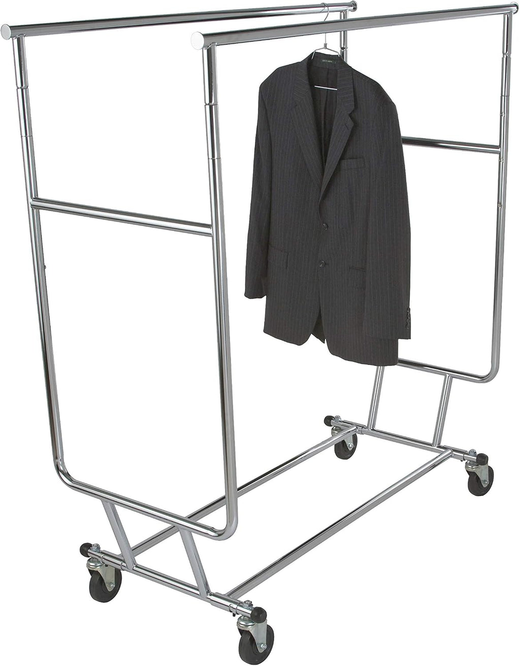Econoco Double Arm Garment Rack, 55 Inch High x 48 Inch Wide Clothing Display Rack, Heavy Duty Commercial Grade, Chrome