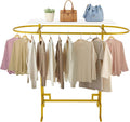 Gold Modern Clothing Display Stand Heavy Duty Commercial Clothes Hanging Rack, 110 lbs Freestanding Garment Rack with Shelf for Store, Boutique, Home