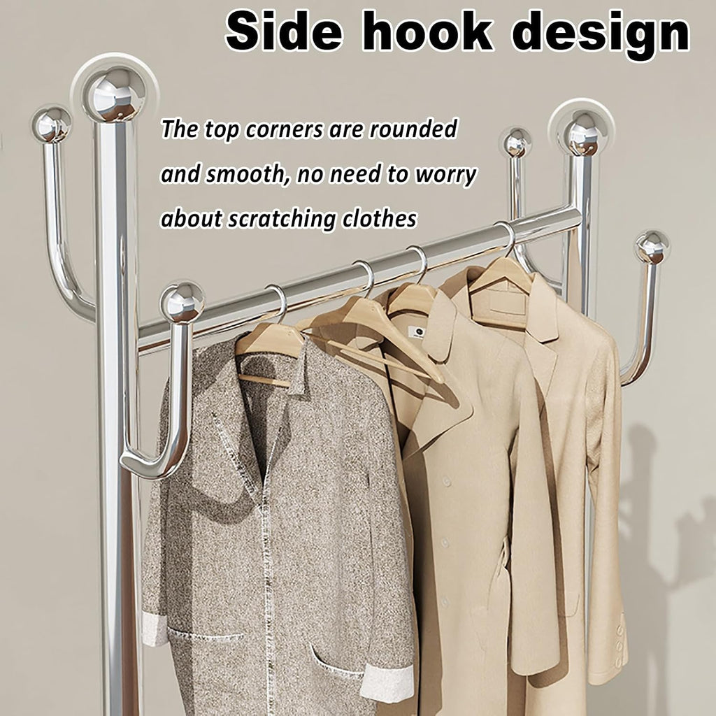 Heavy Duty Rolling Clothes Rack, Clothing Rack with Wheels, Garment Racks for Hanging Clothes, Wardrobe Racks for Bedroom Laundry Living Room(Gold,80cm/31.5in)