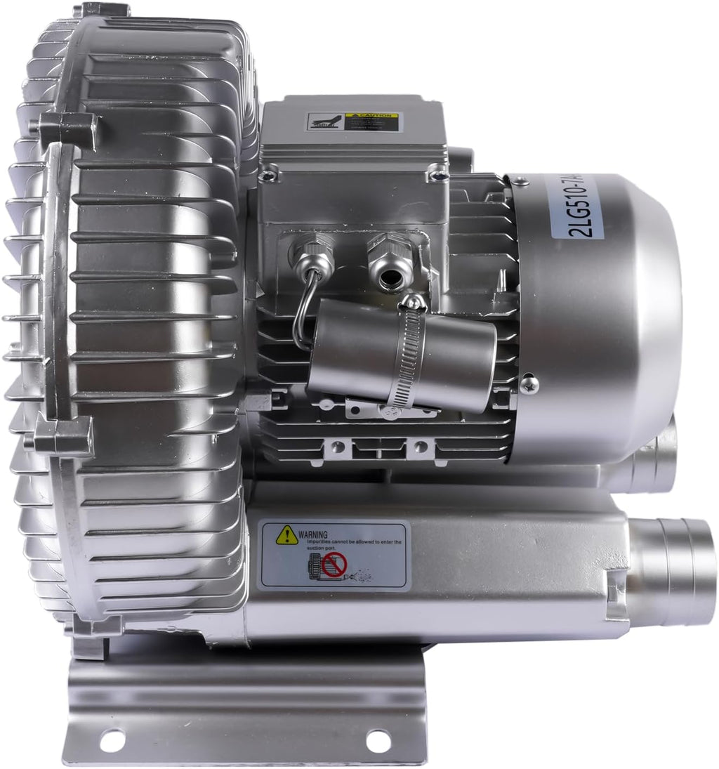 Industrial Vacuum Pump for Factory Ventilation Dust Removal, 220V/380V AC Three Phases Regenerative Blower, 1.5KW, Maximum Rated Airflow 263m³/h (155CFM)