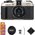 Pentax 17 Compact Film Camera with Half-Frame Format, 25mm F3.5 Lens, Manual ISO 50-3200, 6 Zone Focus, Includes Kodak Gold 200 Color Negative 35mm Roll Film (3 Pack) & Cleaning Cloth Bundle Kit