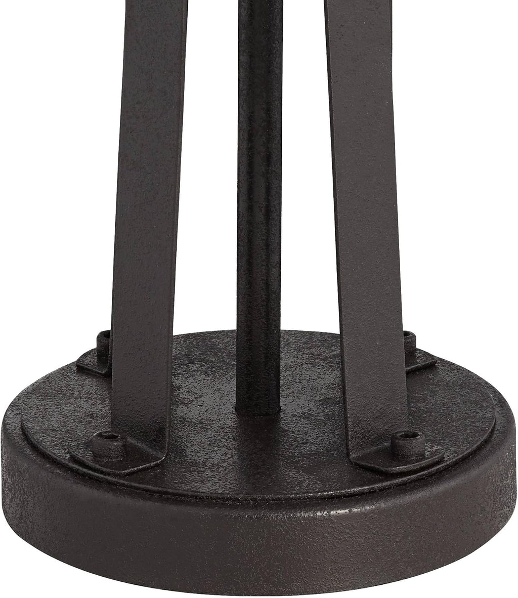 Possini Euro Design Modern Table Lamps 25 1/2' Tall Set of 2 with USB Charging Port Dark Bronze Metal Woven Burlap Drum Shade for Bedroom Living Room House Desk Bedside Nightstand Office Family