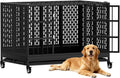 48 Inch Heavy Duty Dog Crate with Wheels,Indestructible Escape-Proof Dog Kennel with Locking Latch and Double Door,Extra Large XL XXL Crate Indoor for Large and Medium Dog with Removable Tray