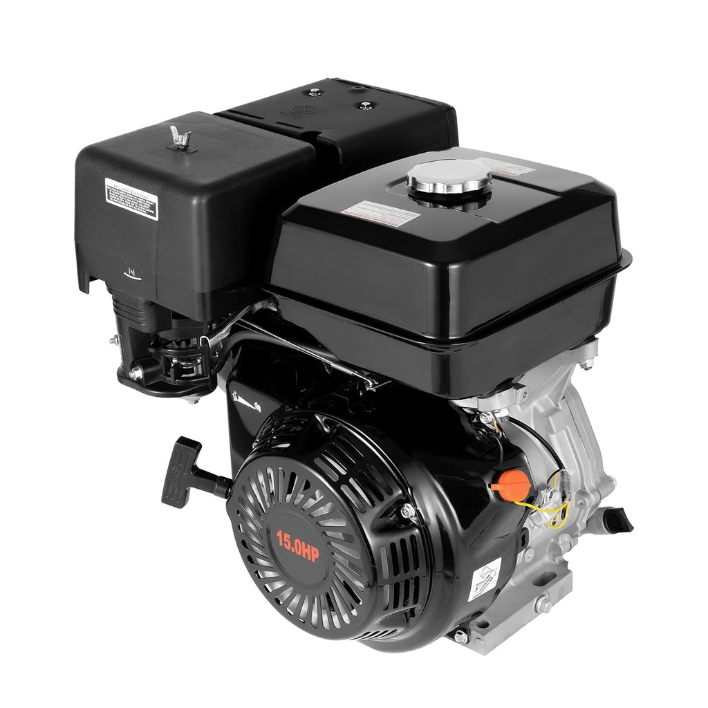 Gas Engine Motor 15HP 4 Stroke OHV Single Cylinder Horizontal Gasoline Petrol Engine Go Kart Motor Manual Recoil Starter 9.7KW 3600RPM Air Cooling Garden Tiller Cultivator Motor