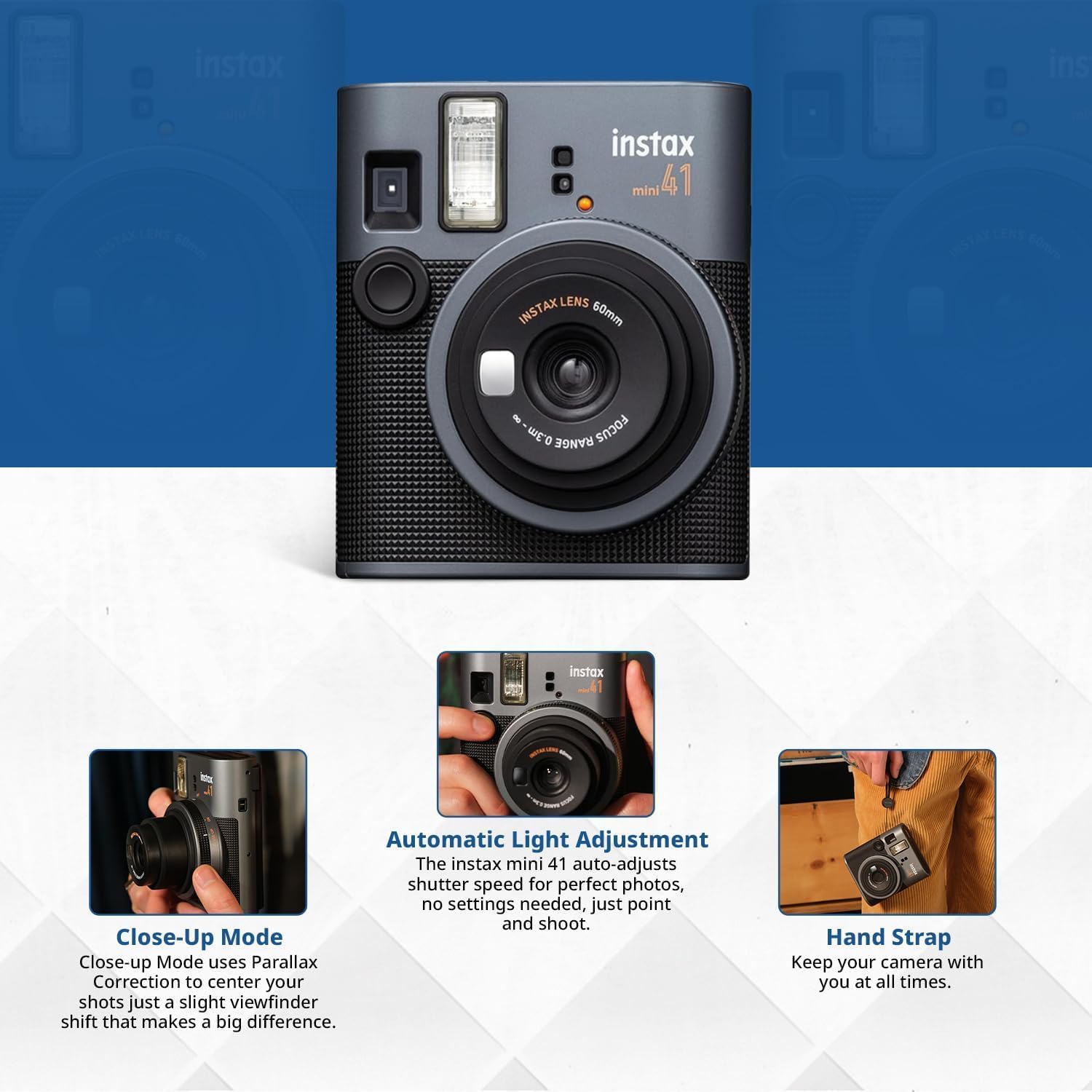 Fujifilm Instax Mini 41 Instant Film Camera with Sunshine Photo Bundle.., (Camera + 2 Twin Pack)
