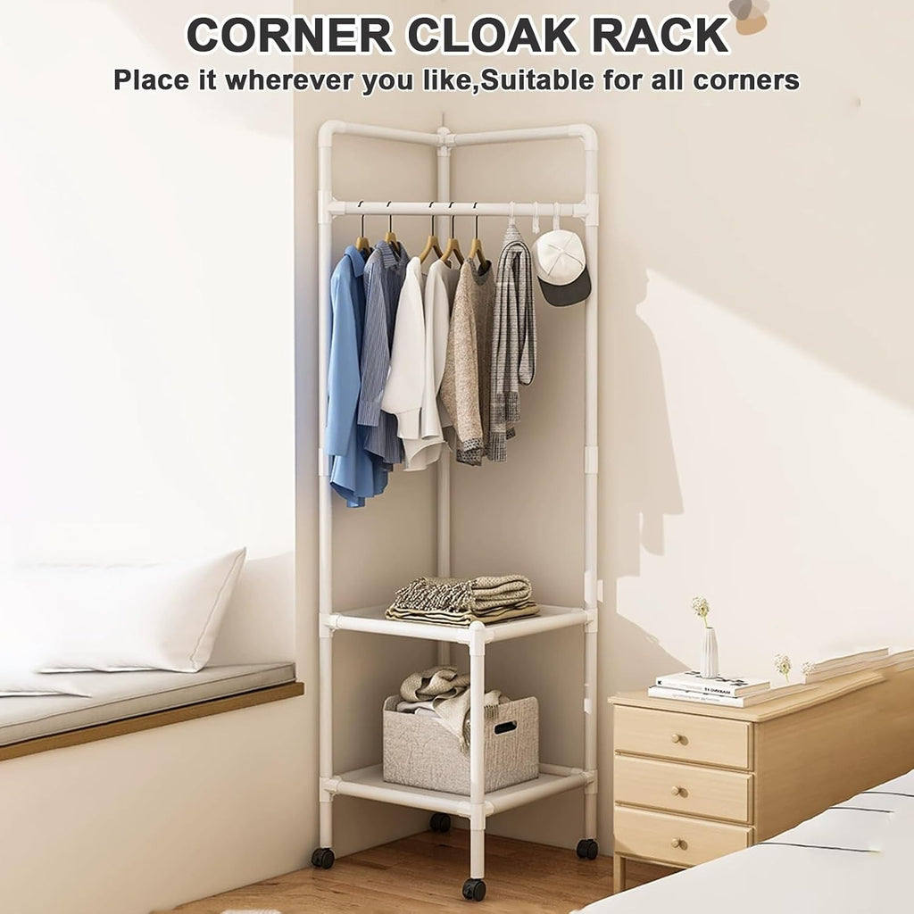 Coat Racks Free Standing,Garment Rack with Shelves,25mm Thicker Tube Diameter, Large Capacity Storage, with Double Shelves,can Be Used in The Bedroom,Entrance Hall,Living Room(Black)