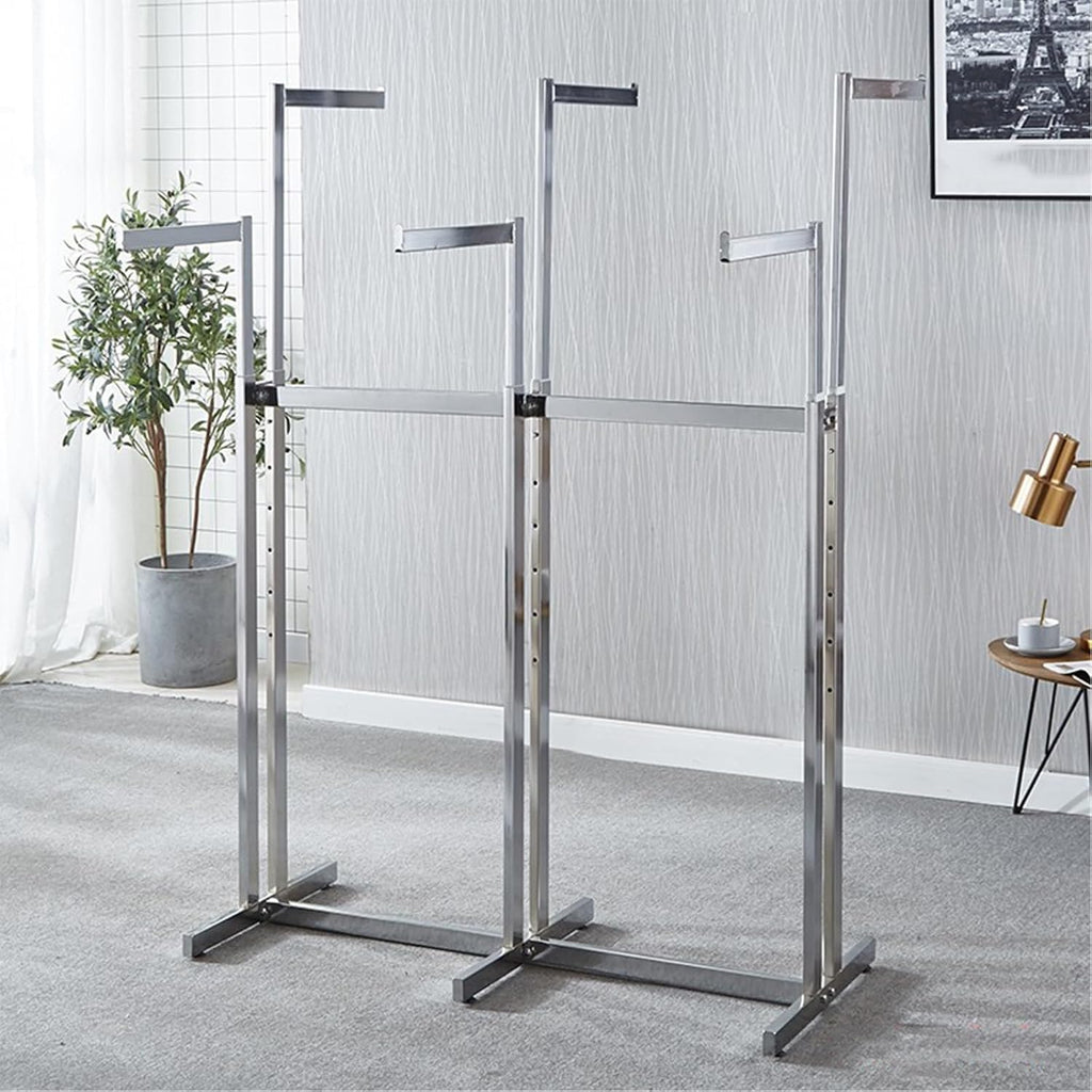 6 Arms Heavy Duty Retail Display Racks, Commercial Clothing Display Rack Stand, Adjustable Height, Garment Racks Metal for Retail Display Hanging Clothes,Gold