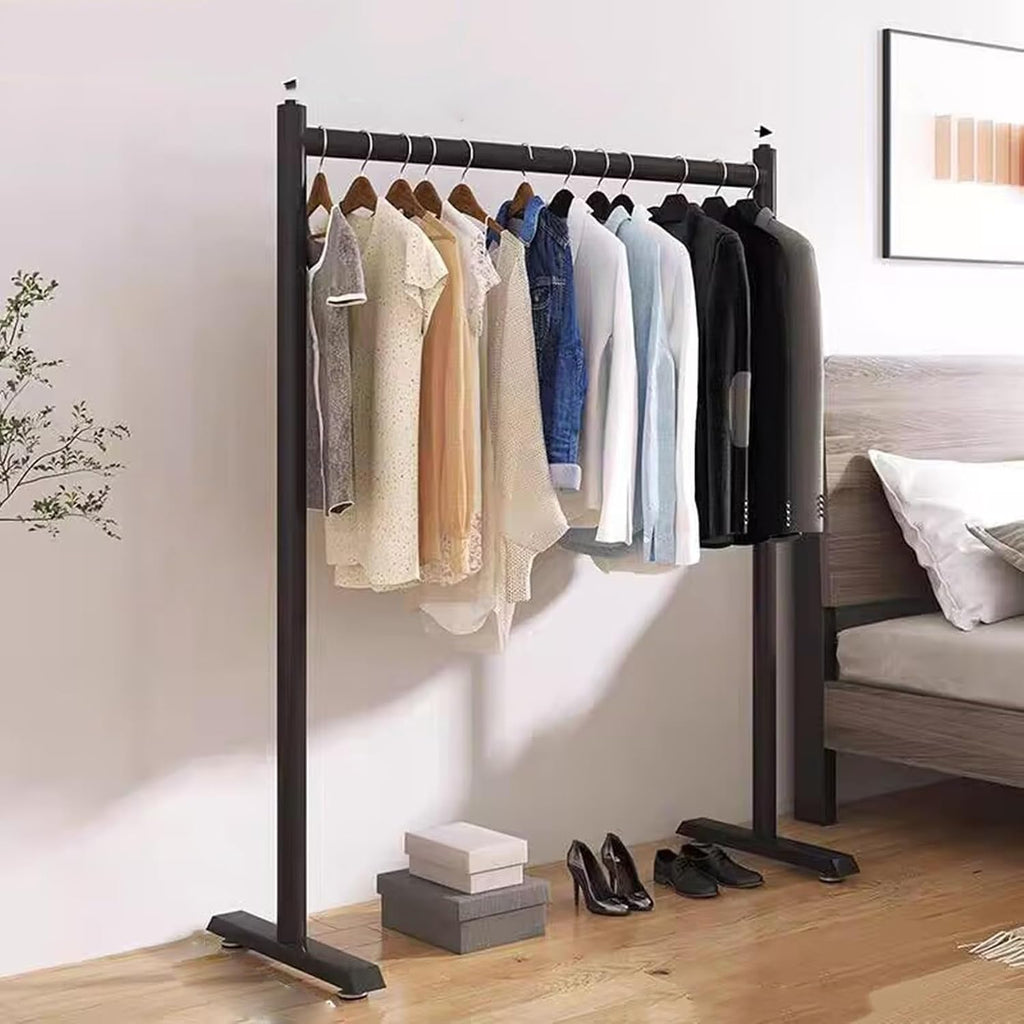 Floor Standing Clothes Rack, Heavy Duty Coat Rack, Dresser, Garment Rack for Hanging Clothes, for Bedroom, Laundry, Bazaar, Single, Bearing 80Kg,Gold-100 * 40 * 150CM
