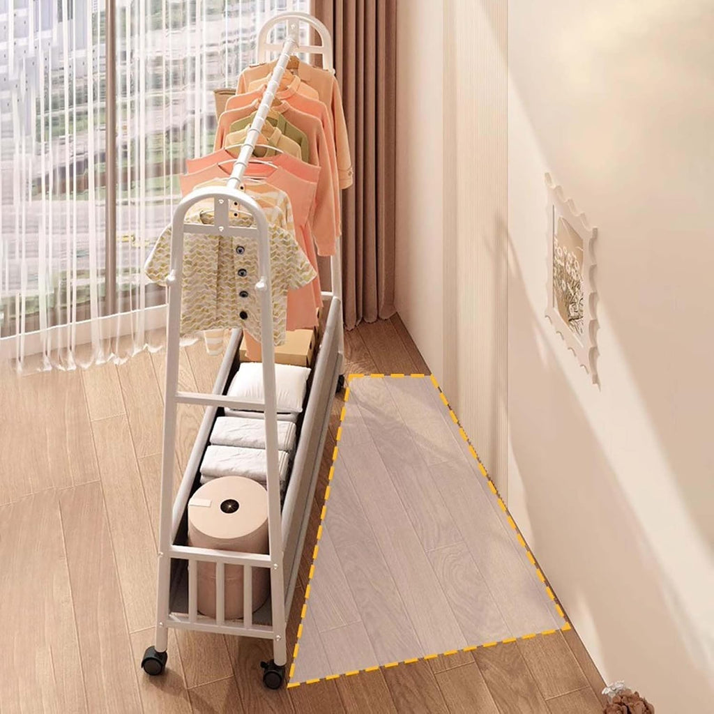 Rolling Clothes Rack with Storage Shelf, Heavy-Duty Metal Garment Rack with Wheels, Freestanding Clothing Organizer for Hanging Shirts, Pants, Dresses, Coats & Bags