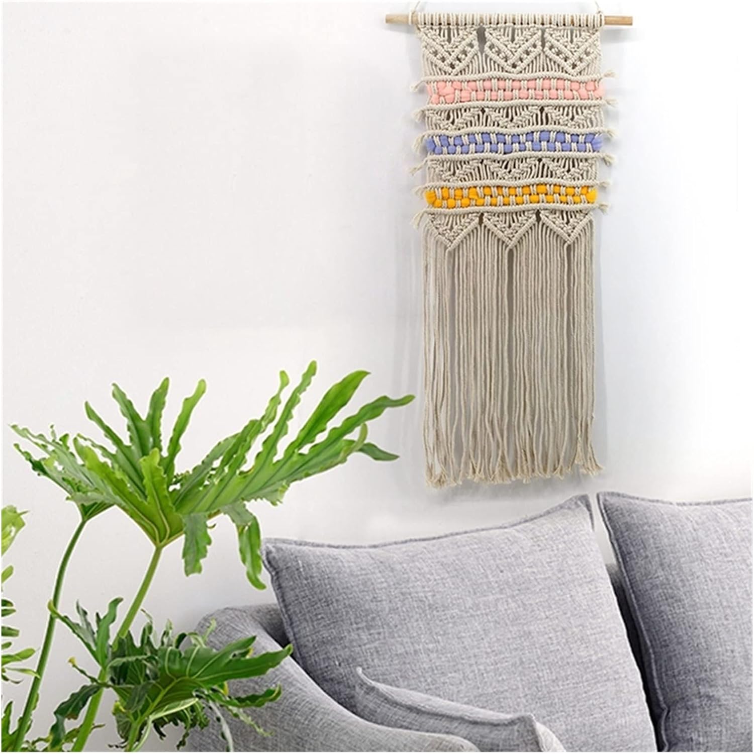 Tapestry Macrame Wall Hanging Tapestry Wedding Backdrop Decoration Bohemian Tassel Tapestry (OneColor)