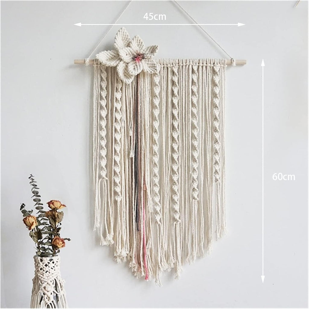 Tapestry Macrame Wall Hanging Tapestry Hand Woven Tapestries Bohemian Craft Decoration for Home Decor Living Room Bedroom (OneColor 45x60cm)