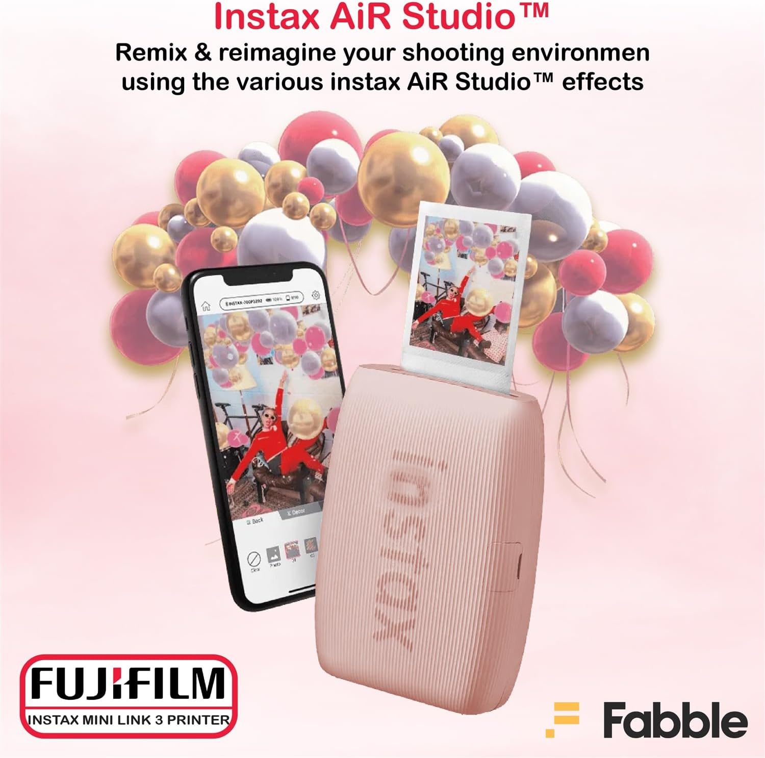 Fujifilm Instax Mini Link 3 Smartphone Printer – Rose Pink Bundle with a Protective Case, Twin Pack Instant Film (20 Sheets), Hanging Photo Frames, and Premium Microfiber Cleaning Cloth