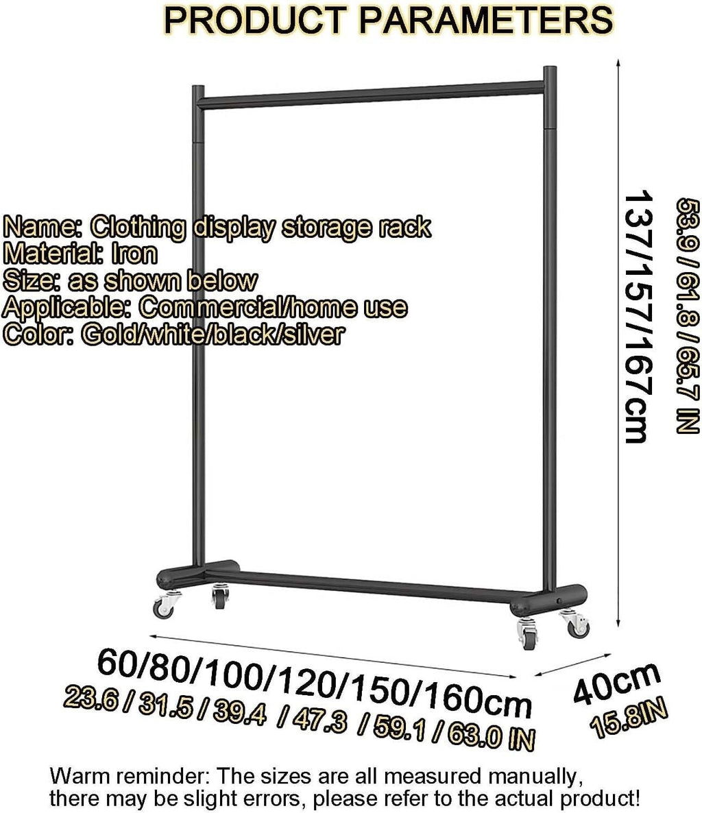 Industrial Pipe Clothing Rack on Wheels - Garment Rack with Rolling Casters for Home, Retail，Boutique - Mobile Closet Organizer and Storage Display for Hanging Clothes(Gold,23.6in)
