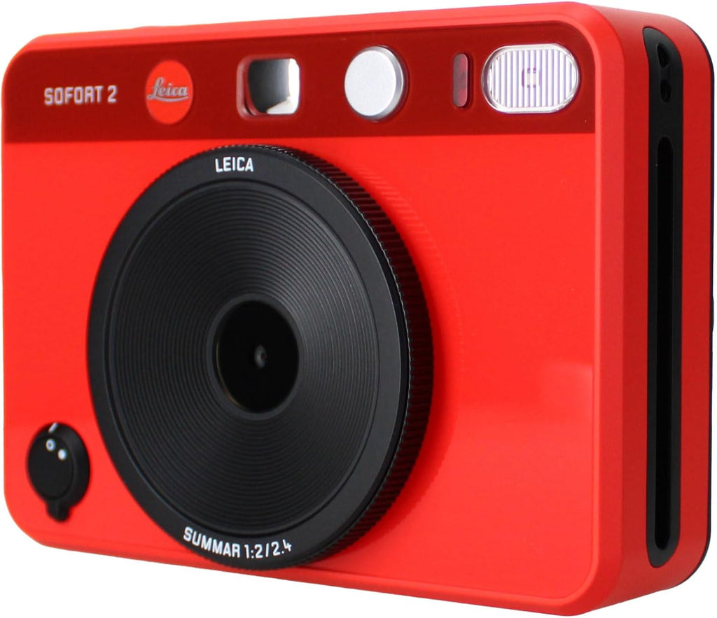 Leica Sofort 2 Hybrid Instant Photo Film and Digital Camera (Red) (19189) with LCD Display Bundle with Fujifilm Instant Film 60 Sheets + 128 GB Memory Card + Bag + Cleaning Kit