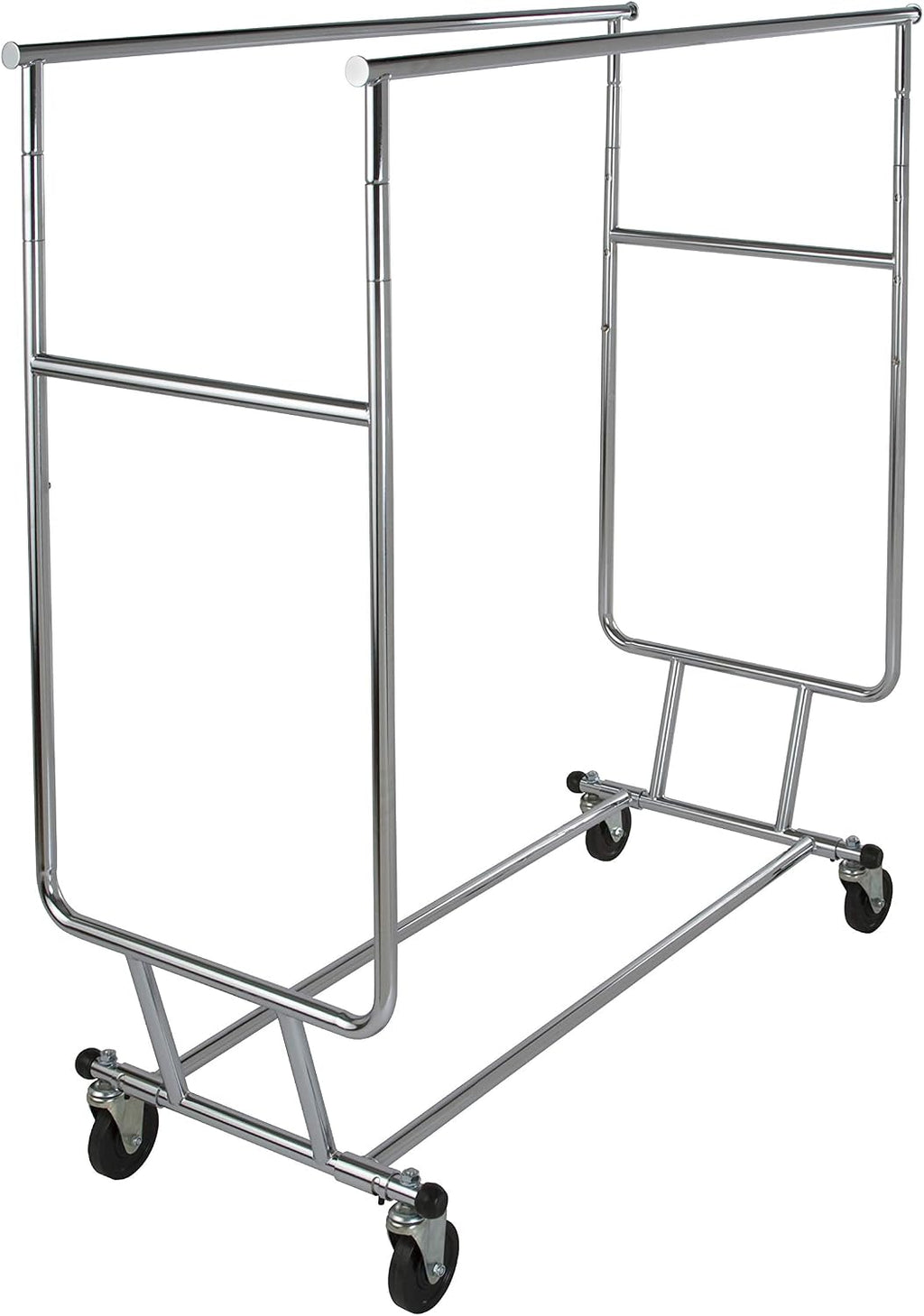 Econoco Double Arm Garment Rack, 55 Inch High x 48 Inch Wide Clothing Display Rack, Heavy Duty Commercial Grade, Chrome