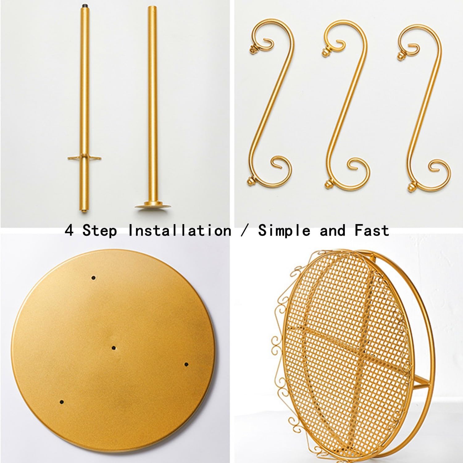 Round Clothing Rack, 360° Rotation Garment Rack for Hanging Clothes, 2-Tier Clothes Rack Dress Up Rack, Metal Clothes Display Racks Retail Clothing Rack, Gold