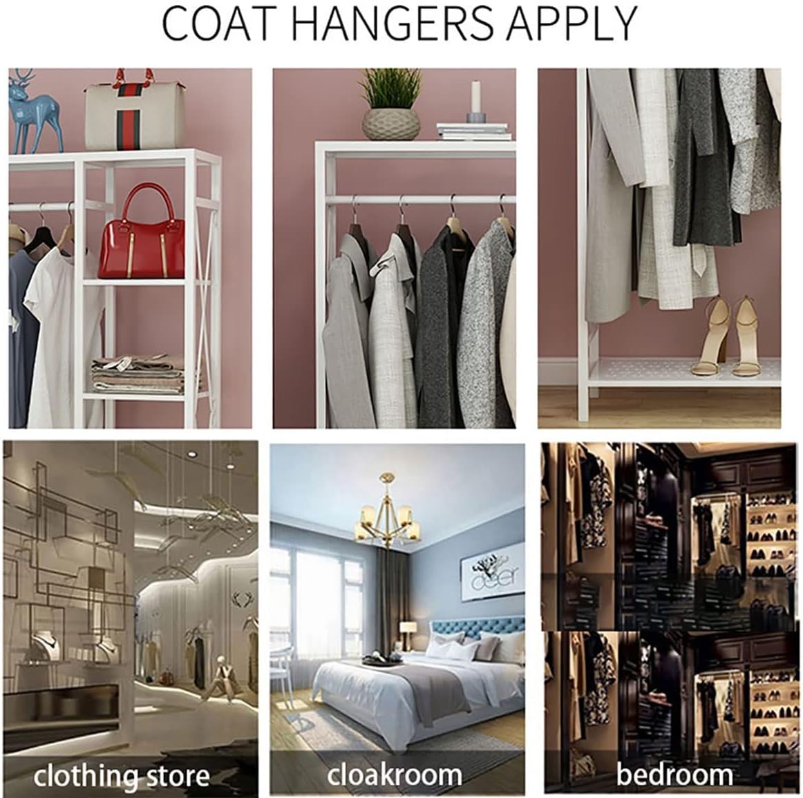 Metal Clothing Rack With Rods Freestanding Garment Rack For Hanging Clothes Organizer Wardrobe With 6-Tier Storage Shelve For Bedroom, Entryway (Color : Svart, Size : 90cm)