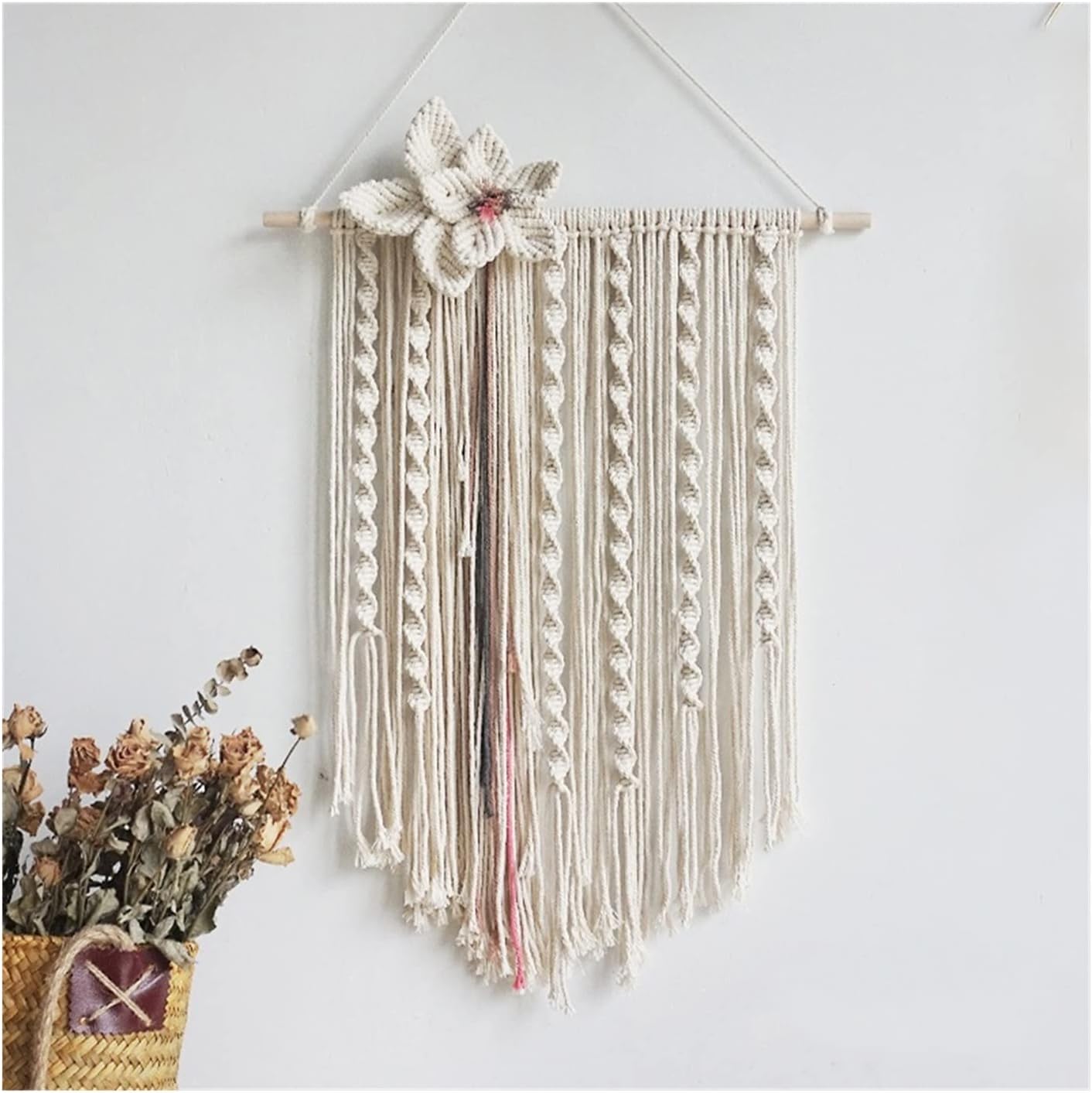 Tapestry Macrame Wall Hanging Tapestry Hand Woven Tapestries Bohemian Craft Decoration for Home Decor Living Room Bedroom (OneColor 45x60cm)