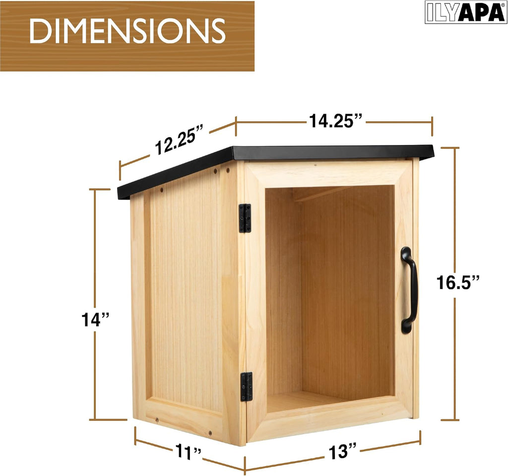 Ilyapa Outdoor Library Book Box - Free Literature Exchange Kit for Outside - Little Wood Cabinet for Sharing Books and Arts - Boox Exchange Box 13x11x16 Inch