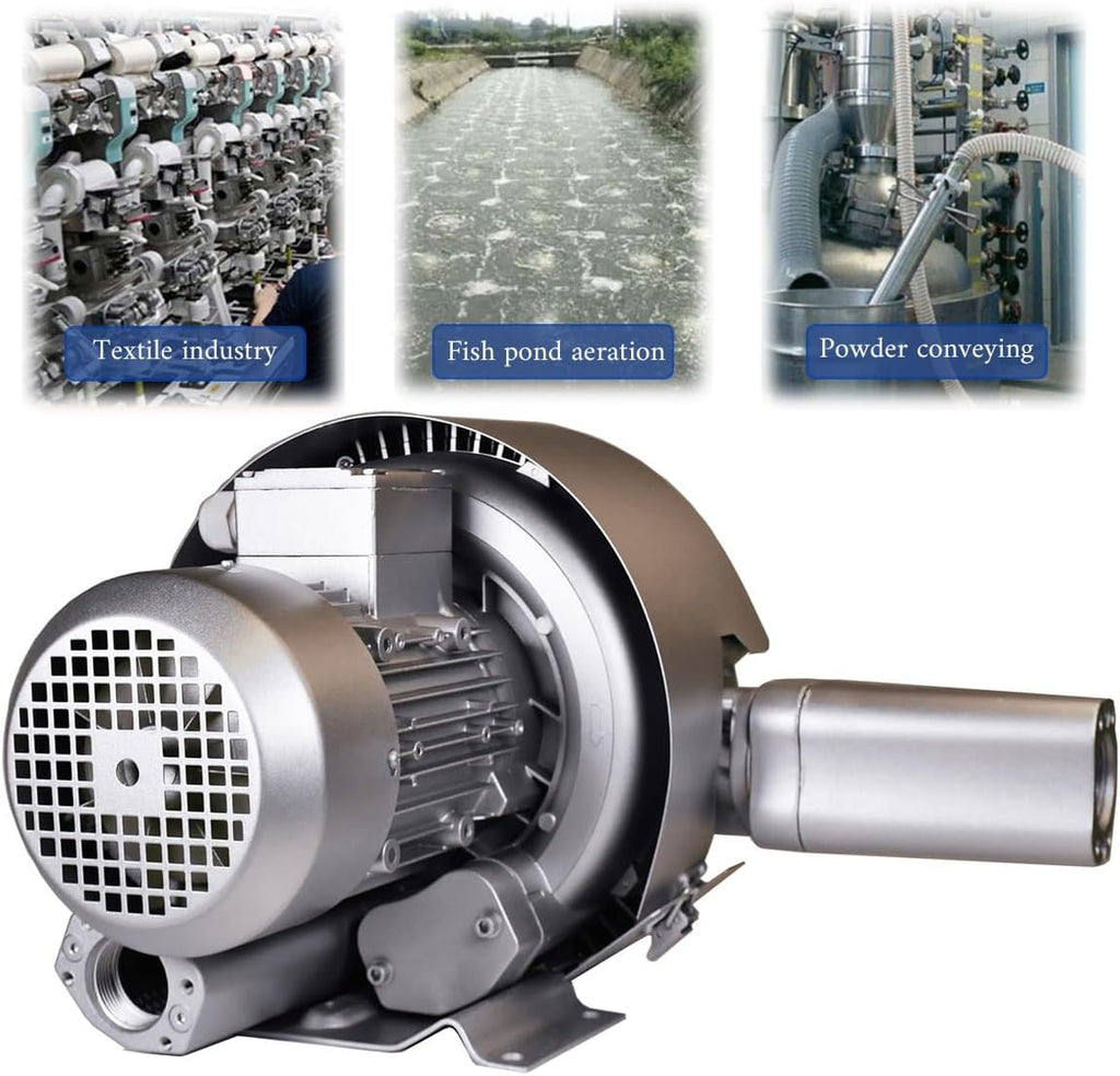High Pressure Regenerative Blower, Industrial Vortex Ring Blower with Double Impeller, 110V 700W Turbine Blower for Fish Pond Aeration
