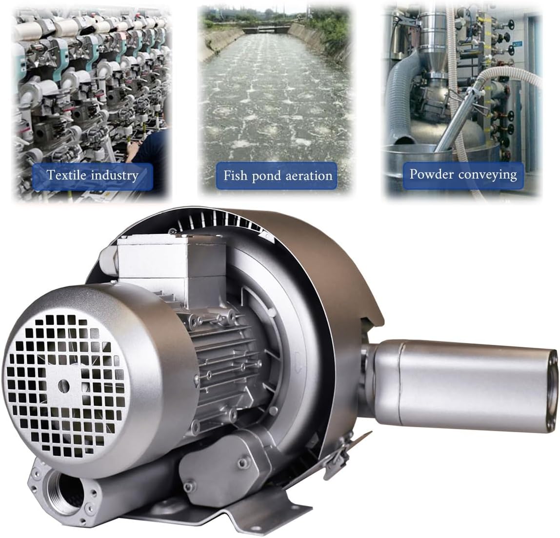 High Pressure Regenerative Blower, Industrial Vortex Ring Blower with Double Impeller, 110V 700W Turbine Blower for Fish Pond Aeration