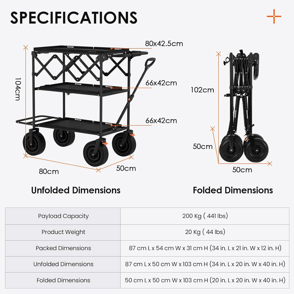 TARION Video Production Camera Cart - Heavy Duty 440lb Load Capacity Cine Dolly - Foldable 3 Tray Mobile Workstation - 9 Inch Swivel Wheels - Titanrig Cart