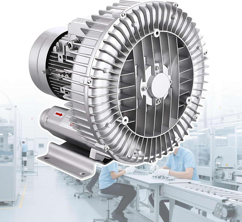 Industrial Grade Regenerative Blower 120w–1500w, High Pressure Vortex Ring Blower for Blowing, Suction and Hydroponics Aeration(120w,220v)