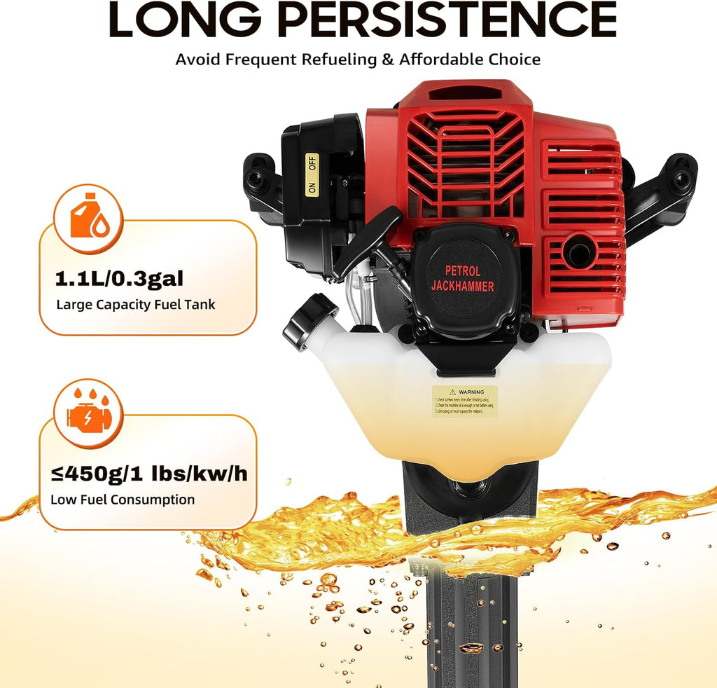 52CC Gas Power Excavator, 2 Stroke Garden Tree Digger with Wide Shovel Gas Ground Drilling Machine for Fence Tree Ball Lifting, Planting Bedding Earth Auger Post Hole