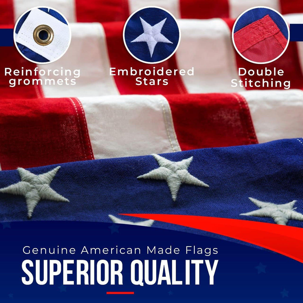 Large American Flag for Outside 12x18 | American Flag 100% Made in USA-not imported -US Flag Heavy Duty Outdoor with Embroidered Stars and Sewn Stripes Outdoor Flag for High Wind - FMAA Certified