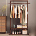 Clothes Rack, Bamboo Floor-standing Bedroom Coat Rack,Rack Heavy Duty Garment Racks For Hanging Clothes,Shoe Clothing Storage Organizer Shelves, 63 in Height(Brown,85CM/33.5IN)