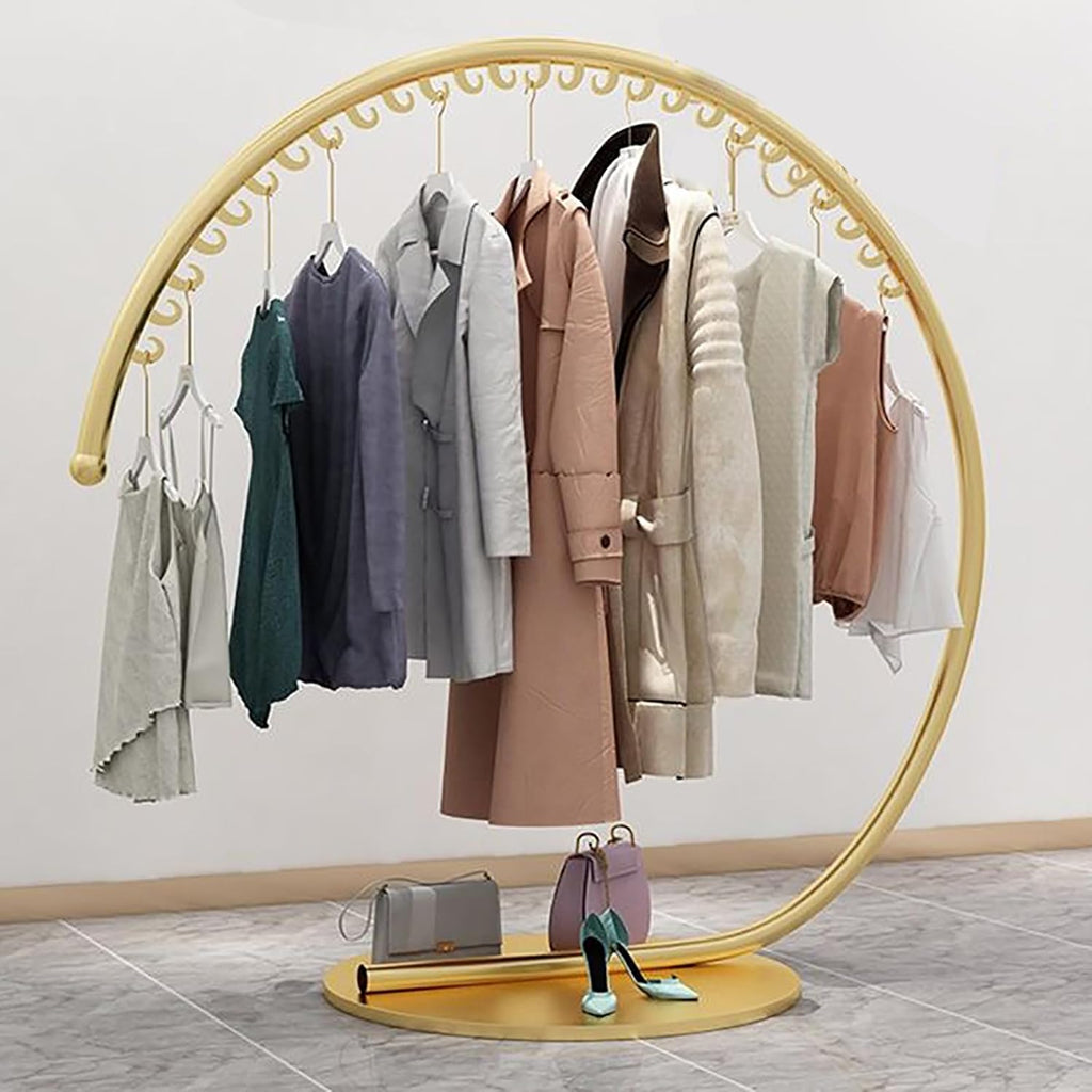 C-Shape Clothing Rack Freestanding Metal Display Rack, Clothes Rack Garment Rack for Hanging Clothes, Closet Organizers for Clothes Store Bedroom Cloakroom,Gold,H 130cm/51.2″