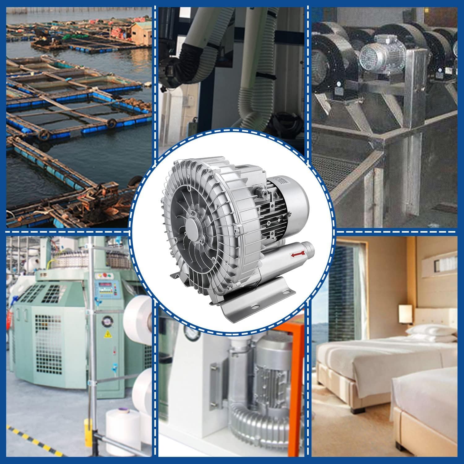 High-Power Regenerative Blower 120W-1500W, 0.16HP-2.04HP Industrial Vacuum Pump, Vortex Air Pump for Efficient Blowing and Suction, Heavy-Duty Performance