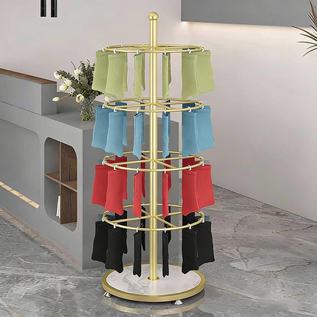 Clothing Rack Hanging socks display rack, underwear shelf, product hooks, scarves, accessories store, stall, rotating floor Bedroom(Black)