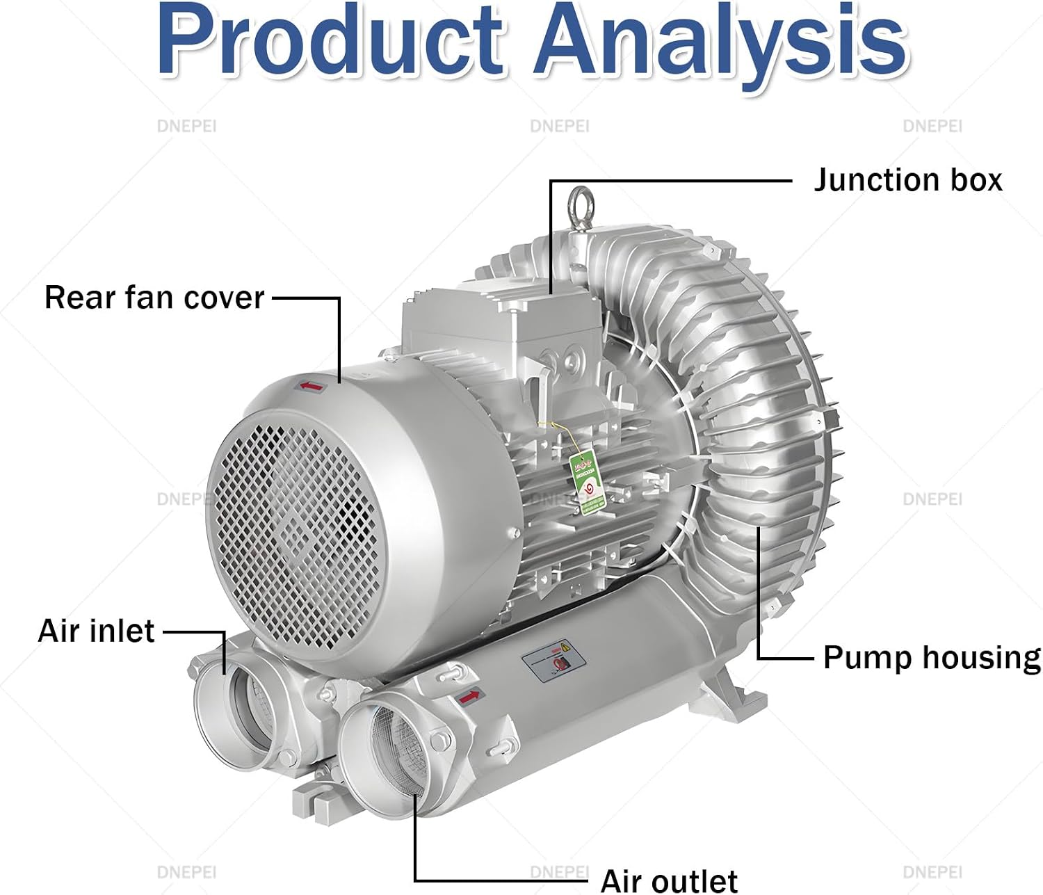 Single Phase Vortex Blower, Industrial Regenerative Air Pump for Blowing and Suction, 0.16HP to 2HP, for CNC Vacuum, Dust Collection & Aeration Systems 220伏-120瓦/0.16马力