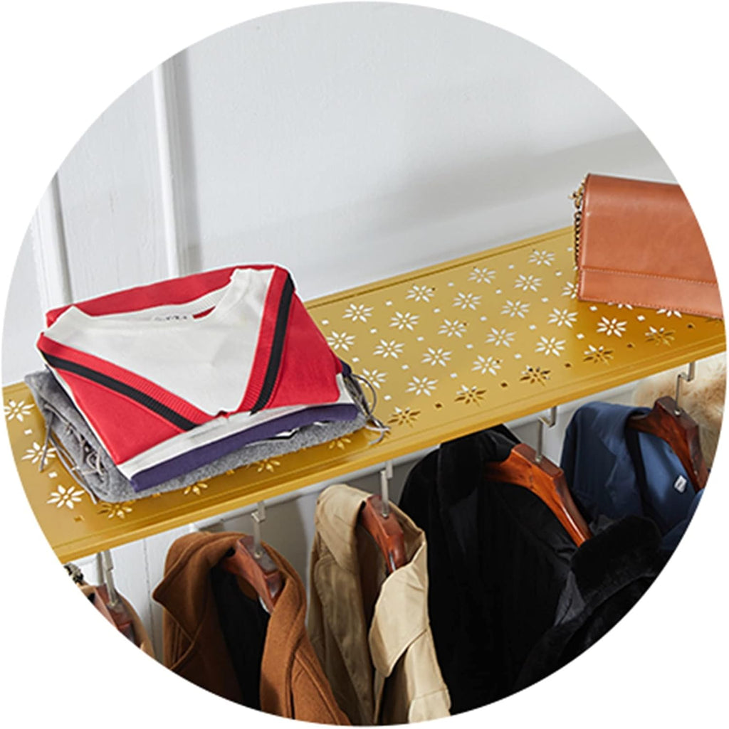 Display Clothing Garment Rack,Drying Clothing Metal Heavy Duty Organizer Storage Shelf Standing Metal Sturdy Hanger with Top Rod and Storage,for Hanging Clothes,Gold,A,100 * 40 * 165Cm