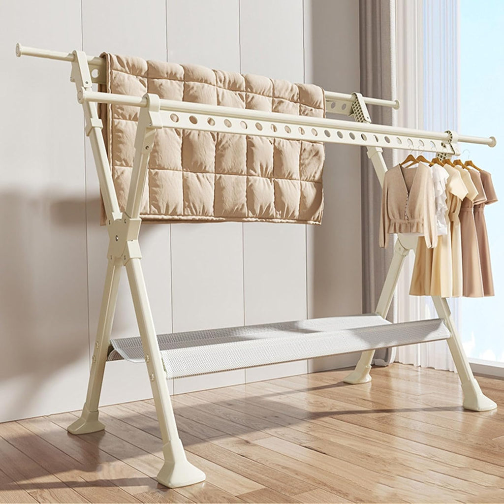 Foldable Freestanding Clothes Drying Rack, Portable and Extendable Clothing Rack with Stable Structure for Hanging Clothes