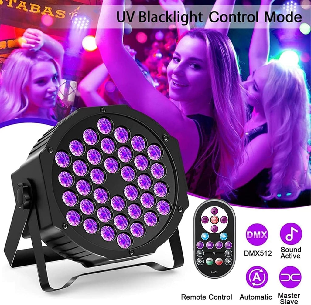U`King 36LED Black Lights, 72W UV Blacklights Stage Lights with Glow in The Dark Party Supplies by Remote DMX Control for Christmas Blacklight Tapestry Church Birthday Party DJ Bars Nightclubs