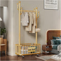 Heavy Duty Rolling Clothes Rack, Clothing Rack with Wheels, Garment Racks for Hanging Clothes, Wardrobe Racks for Bedroom Laundry Living Room(Gold,60cm/23.6in)