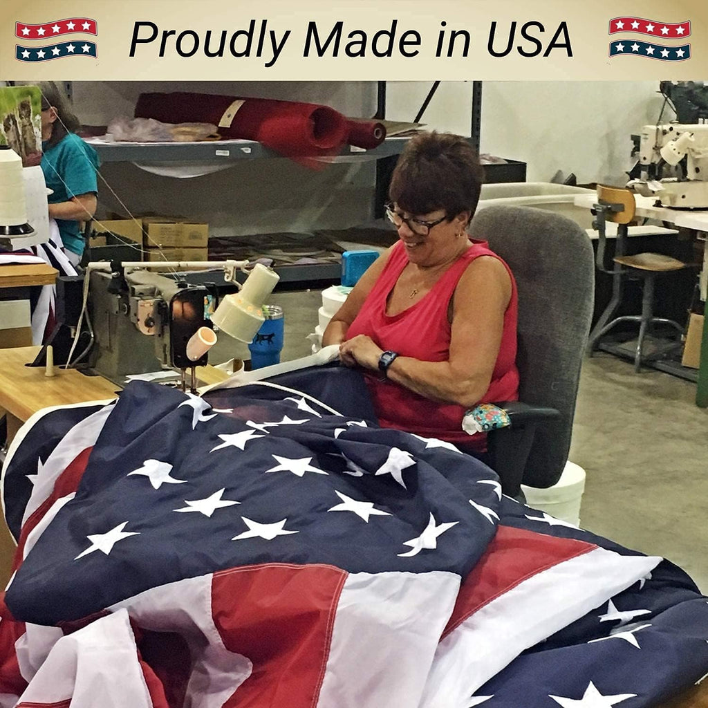 Grace Alley American Flag, 3x5 FT 3-Pack, Made in USA, Embroidered Stars, Sewn Stripes and Brass Grommets. Fade Resistant, Heavy Duty, Long Lasting Nylon for Outdoor Durability (Red, White & Blue 3 Pack)