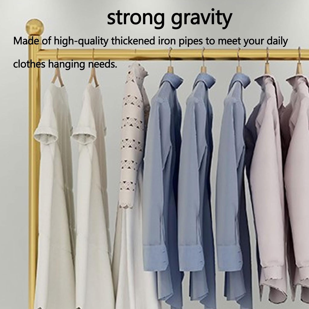 Metal Coat Rack Freestanding Thickened High Load-Bearing Portable Clothes Rack on Wheels Standing Coat Rack Garment Racks for Hanging Clothes Heavy Duty (Color : Gold, Size : 120 * 40 * 135CM)
