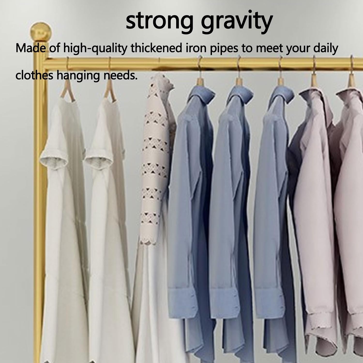 Metal Coat Rack Freestanding Thickened High Load-Bearing Portable Clothes Rack on Wheels Standing Coat Rack Garment Racks for Hanging Clothes Heavy Duty (Color : Gold, Size : 120 * 40 * 135CM)