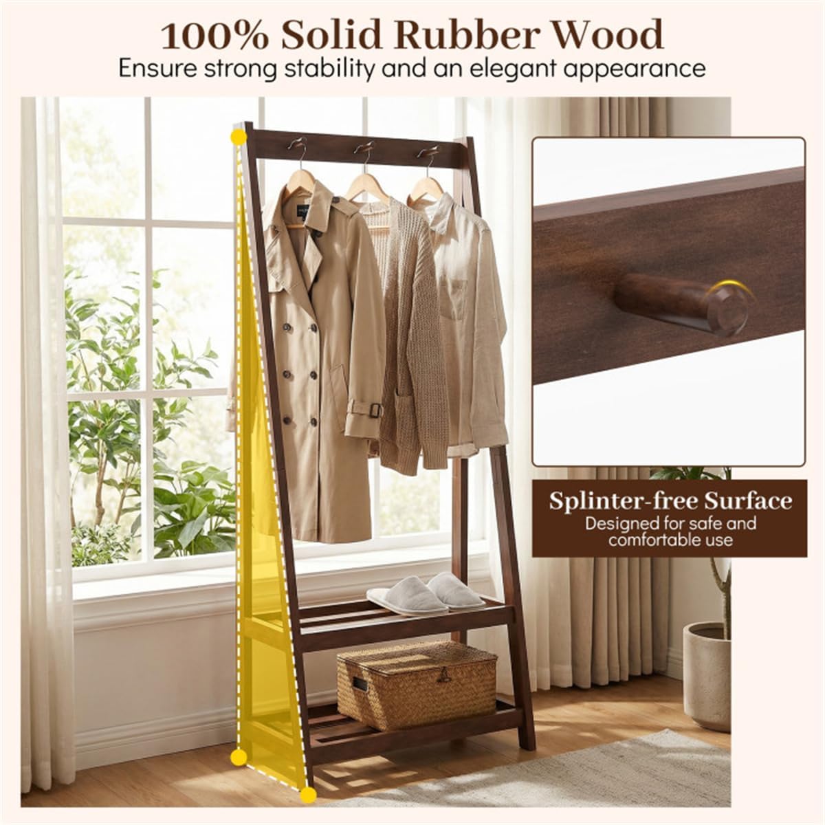 Coat Rack With Hooks and Shelf, Freestanding Wooden Hanger, Entryway Hall Tree, Rustic Mudroom Organizer, Coat Stand for Small Space, Wooden Entryway Furniture, Garment Rack with Storage
