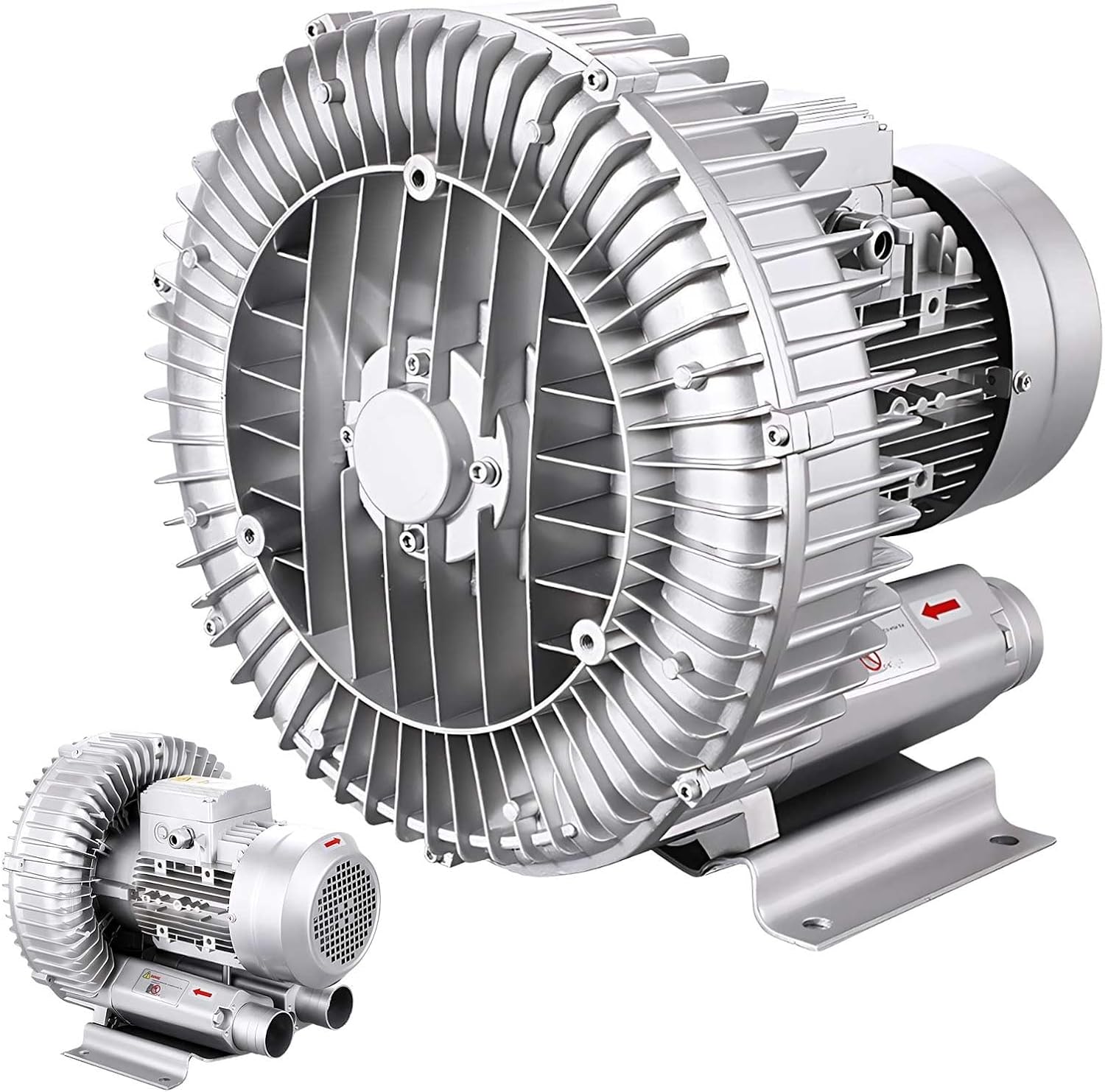 High Pressure Regenerative Blower, Vortex Ring Industrial Pump with Blowing and Suction for Sewage Aeration and Industrial Ventilation(120w,220v)