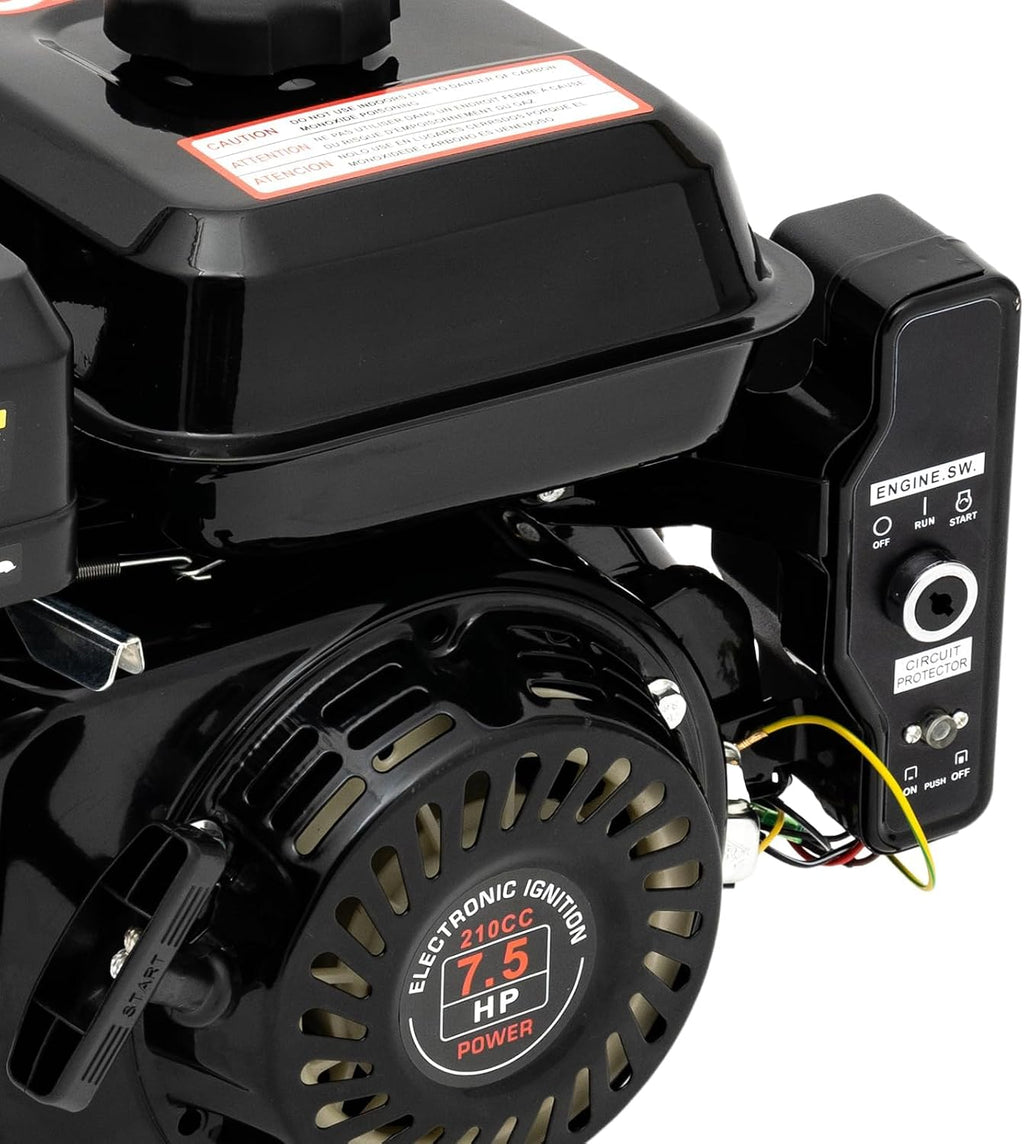210cc 7.5Hp Gas Engine,4-Stroke Gas Motor Electric Start Go Kart Gas Engine Industrial Grade OHV Gasoline Engine for Compressor Scarifier Lawn Mower (4Stroke 7.5Hp Black)