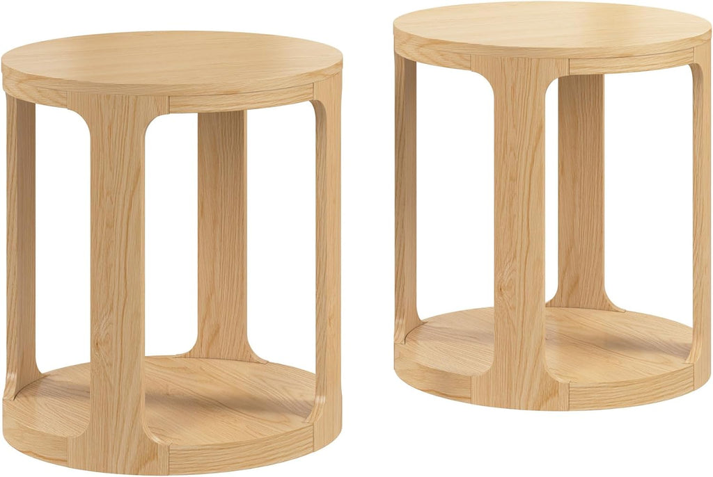 Bush Home Vera Round End Table – Set of 2, Living Room Furniture, Vera Collection, Natural White Oak